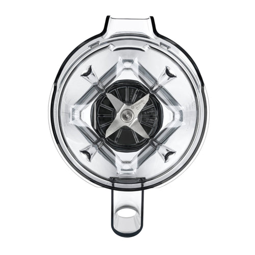 Vitamix 1,4-Liter-Behälter-Deckel mit Interlock-System — Draufsicht mit transparentem Deckel und zentralem Verriegelungsmechanismus